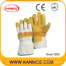 Guantes de trabajo de seguridad industrial de cuero de cerdo amarillo (21003)